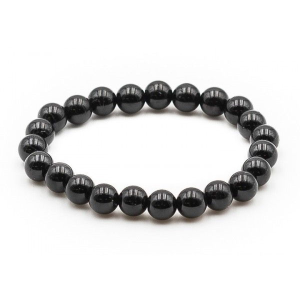 Bracelet Boule Élastique Tourmaline Noire naturelle 08 mm