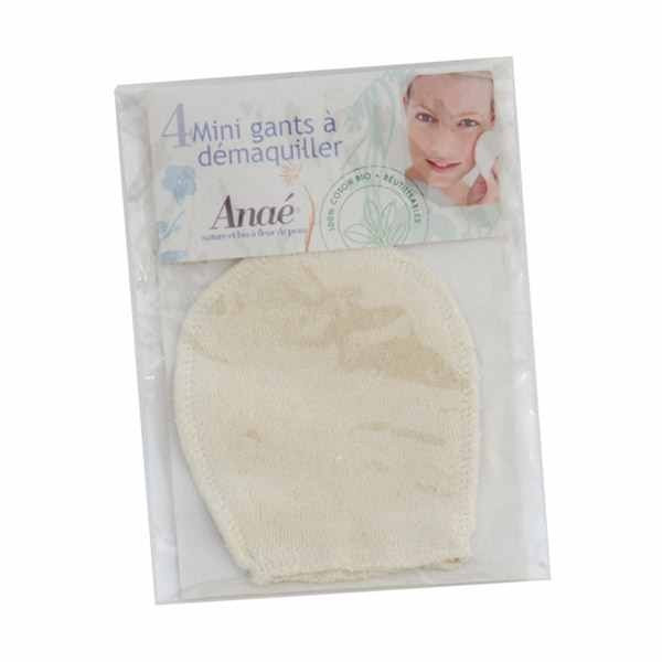 Anaé 4 Mini Gants Lavables à Démaquiller en coton bio