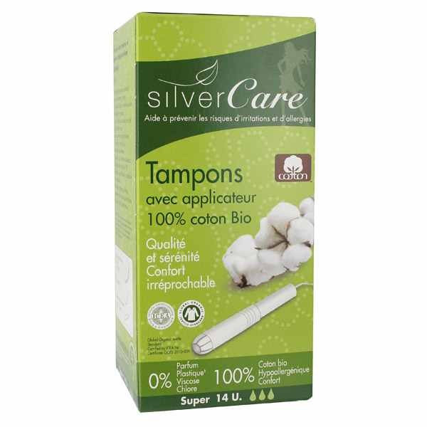 Silver care Tampons Coton bio avec Applicateur Super x14