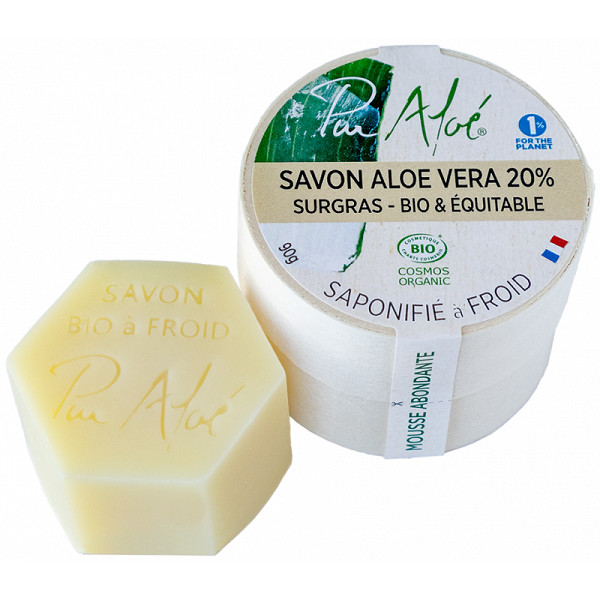 Savon saponifié à froid 20% Aloé Vera BIO 90g - Pur aloe