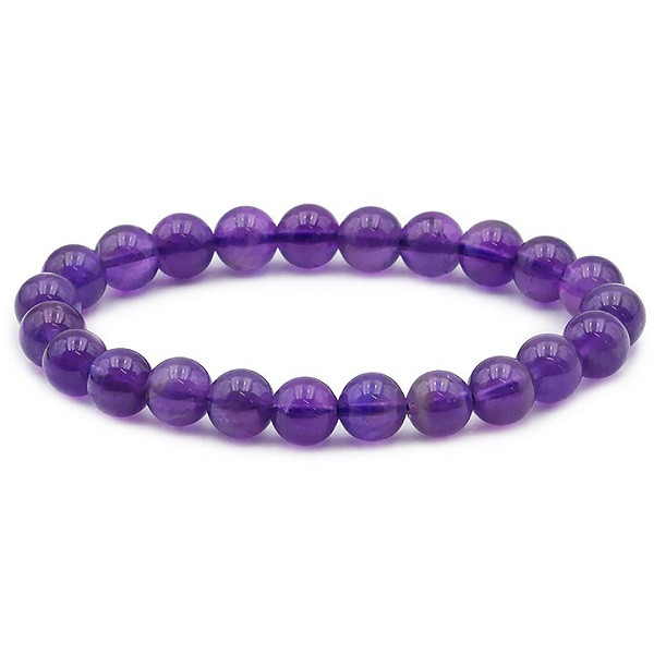 Bracelet Améthyste Perles Rondes 8 mm - Pierres naturelles
