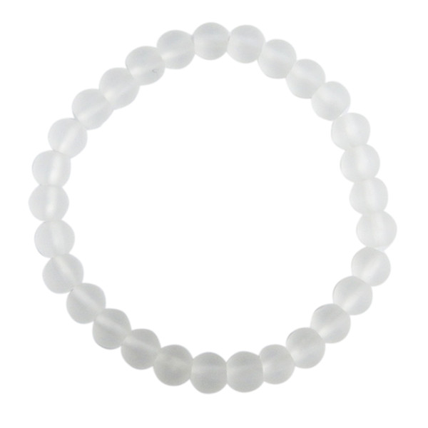 Bracelet Cristal de Roche Perles rondes 6 mm Mates