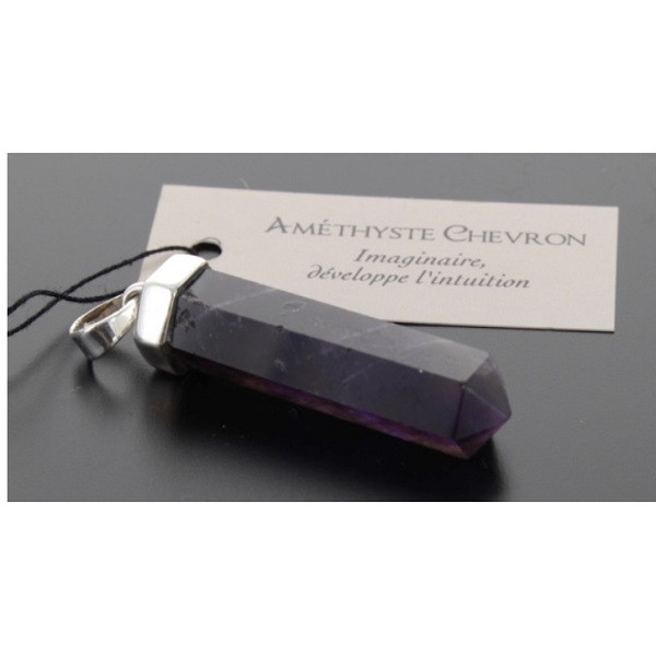 Pendentif Améthyste chevron Forme pointe et argent massif