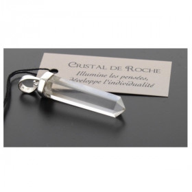Pendentif Cristal de Roche Forme pointe et Argent Massif