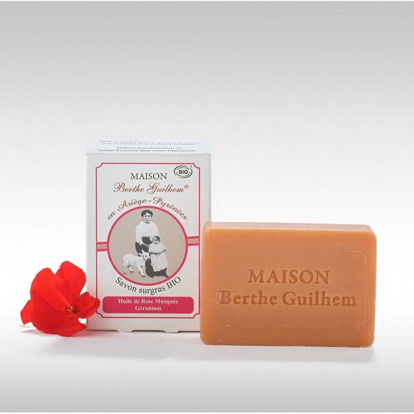 Savon au lait de chèvre géranium et Rose musquée BIO - Berthe Guilhem
