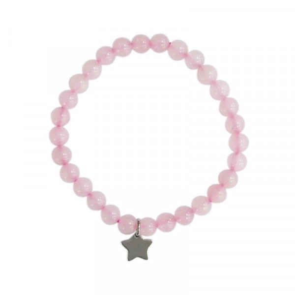 Bracelet Quartz Rose Perles en pierre naturelle 6mm + Charm