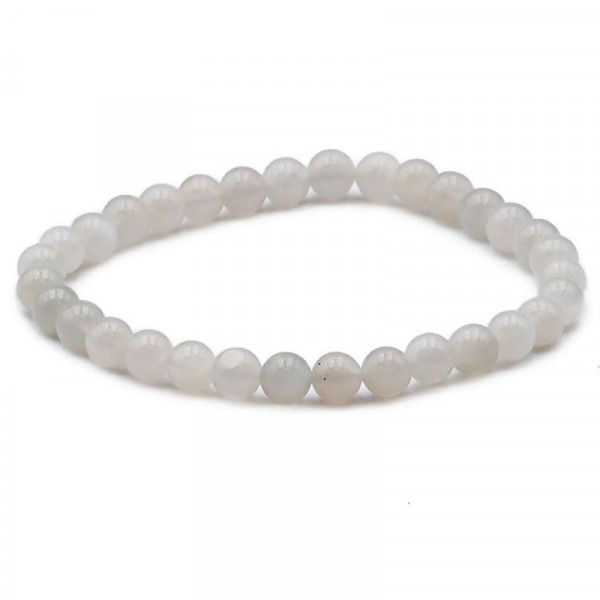 BRACELET PIERRE DE LUNE BEIGE A BOULE 06MM