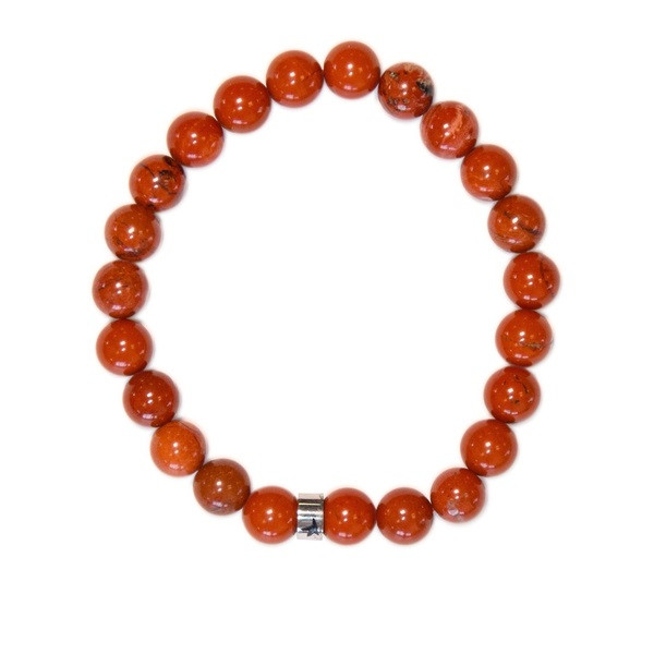 BRACELET JASPE ROUGE BOULE 08MM AB