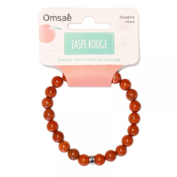 BRACELET JASPE ROUGE BOULE 08MM AB