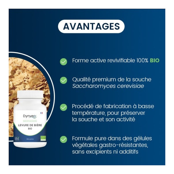 Levure de bière Bio active Ongles & Cheveux - Dynveo