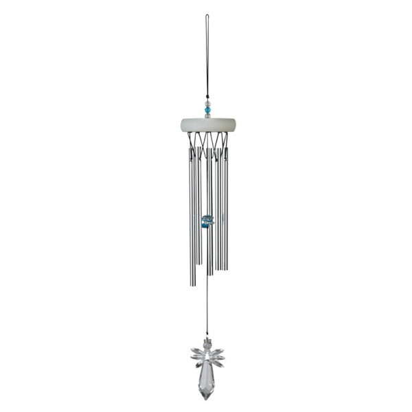 Carillon Ange cristal 45 cm Bleu et Blanc