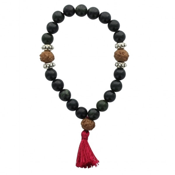 Bracelet Mala en Serpentine et Rudraksha