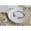 Bracelet cuivre avec Aimants Jonc Perles Quartz Rose Métal argenté - 2