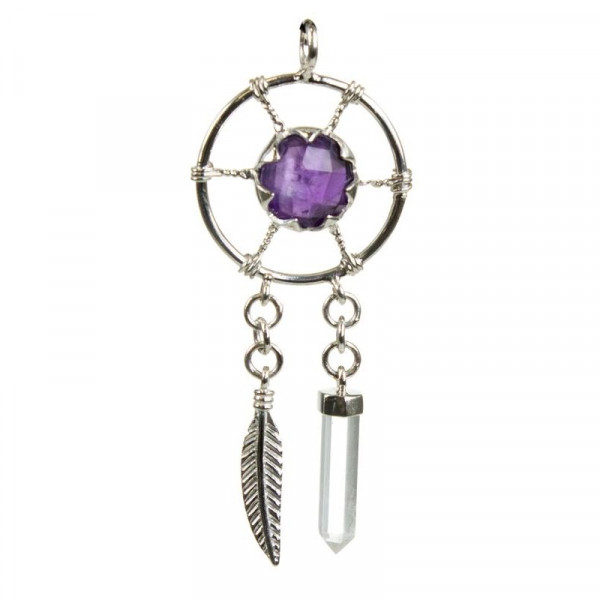 Pendentif Améthyste Argent 925 Attrape-rêves - 1