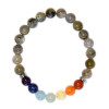 Bracelet 7 Chakras Labradorite Perles rondes 8 mm