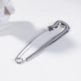 Broche épingle argentée en acier inoxydable - 1