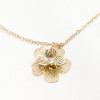 Collier Chaîne Fine Dorée Fleur Ajourée Strass Central - 2