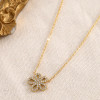Collier doré fleur à 5 pétales orné de strass - 1