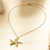 Collier Chaîne Fine Dorée Avec Étoile De Mer Sculptée