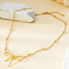 Collier Doré Chaîne Ornée de Boules Dorées Avec Grand Papillon - 1