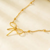 Collier Doré Chaîne Ornée de Boules Dorées Avec Grand Papillon - 2