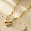 Collier Doré Avec Croisette de Cœur Epais Et Barre