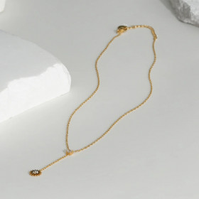 Collier Chaîne Dorée Pendentif Soleil Strass en Y - 1
