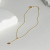 Collier Chaîne Dorée Pendentif Soleil Strass en Y - 1