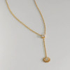 Collier Chaîne Dorée Pendentif Soleil Strass en Y - 2