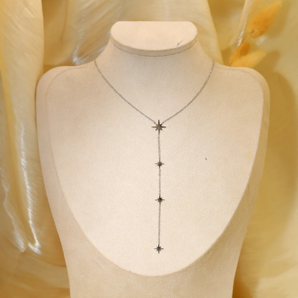 Collier argenté étoile en Y - 3