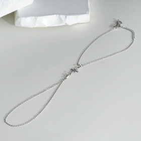 Bracelet bague argenté avec chaîne étoile - 1