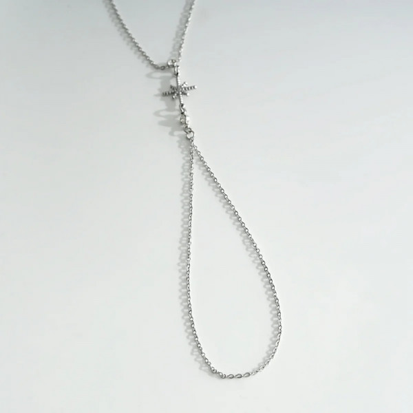 Bracelet bague argenté avec chaîne étoile - 2