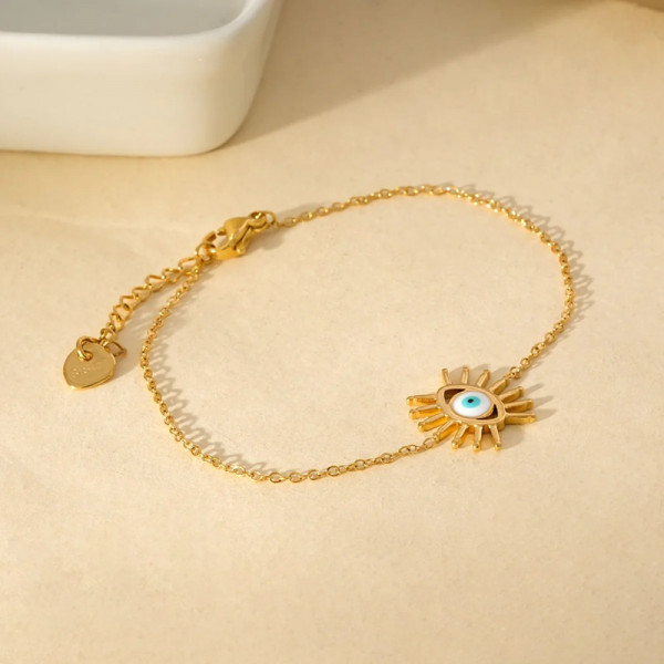 Bracelet Doré En Chaîne Fine Avec Œil Protecteur - 2