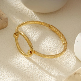 Bracelet Jonc Doré Martelé À Maillon Central - 1