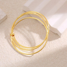 Bracelet Jonc Fin Doré Triple Cercle Entrelacé - 1