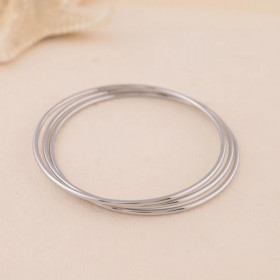 Bracelet Argenté Trio Jonc Fins Lisses Brillants - 1