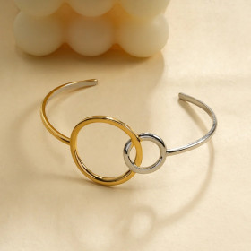 Bracelet manchette double cercle bicolore - 1