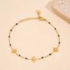 Bracelet chaîne émaillée noire triple étoile - 1