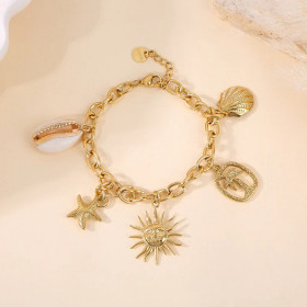 Bracelet doré breloques thème de la mer - 1