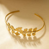 Bracelet jonc fin avec ginkgo doré