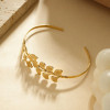 Bracelet jonc fin avec ginkgo doré - 2
