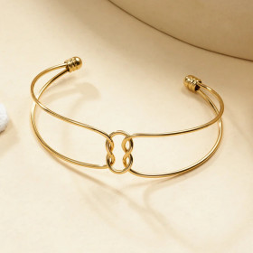 Bracelet Manchette Dorée À Anneaux Entrelacés Minimalistes - 1