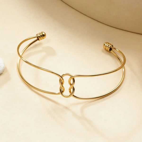 Bracelet Manchette Dorée À Anneaux Entrelacés Minimalistes - 1