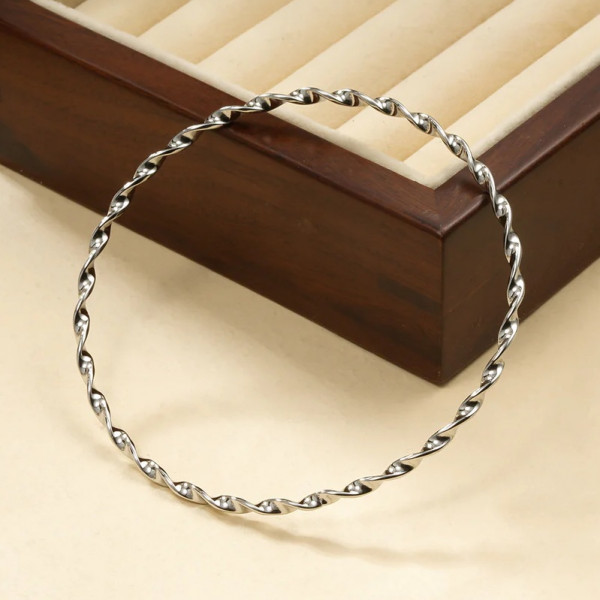 Bracelet Jonc Torsadé Argenté - 1