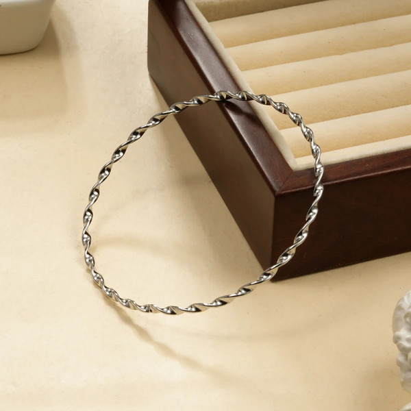 Bracelet Jonc Torsadé Argenté - 2