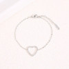 Bracelet Chaîne Fine Argentée avec Cœur Strassé