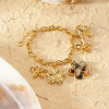 Bracelet Doré Chaîne avec Breloques Fleur en Résine Léopard - 2