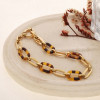 Bracelet Semi Épais Doré Alternance Maillons Classique et Léopard