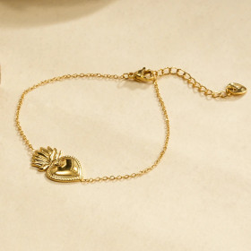 Bracelet chaîne dorée cœur ex-voto - 1