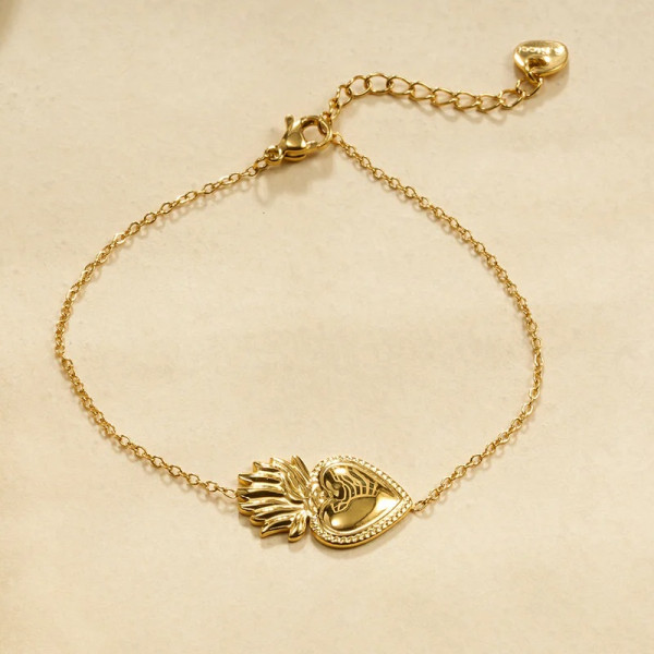 Bracelet chaîne dorée cœur ex-voto - 2